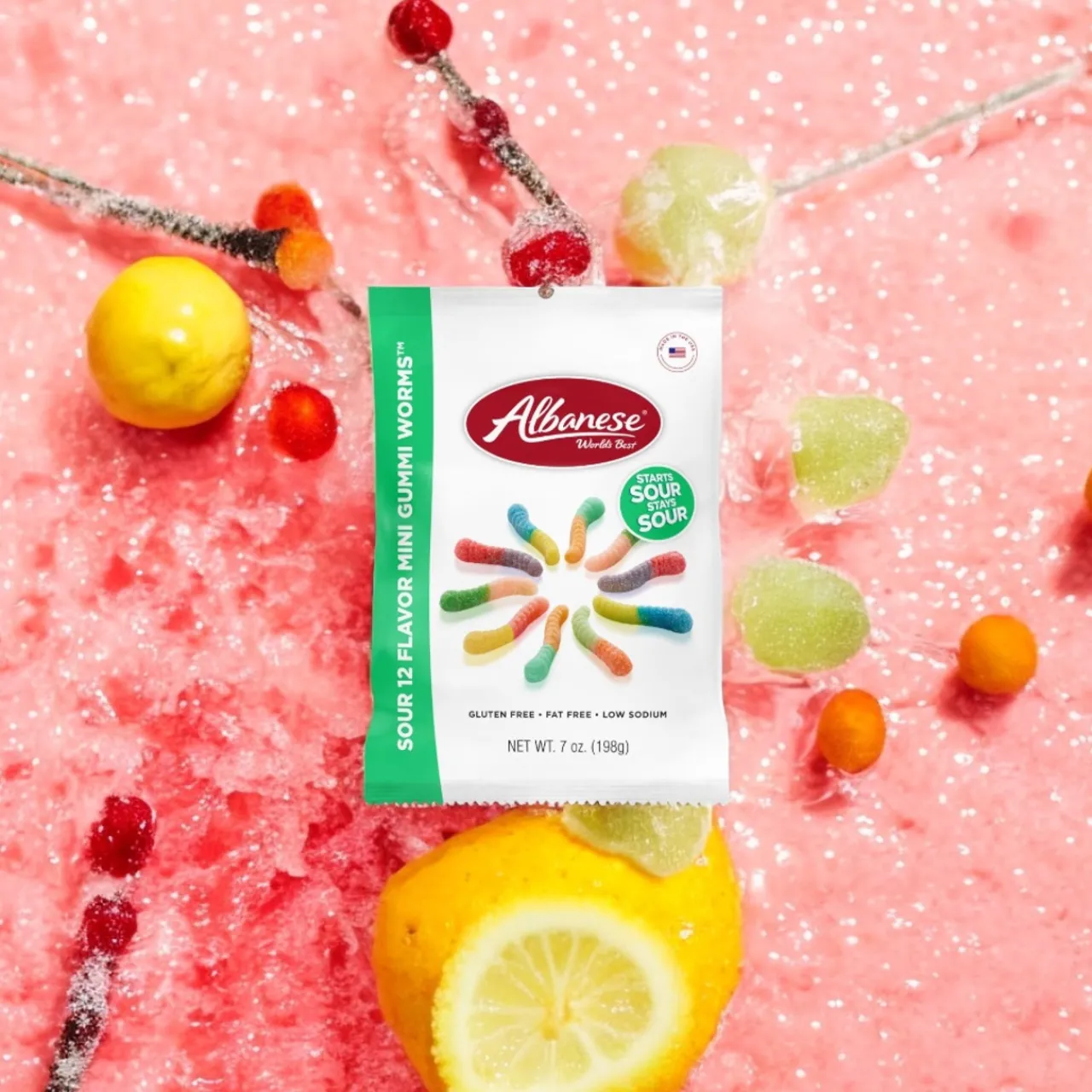 Albanese Sour 12 Flavor Mini Gummy Worms< Sale