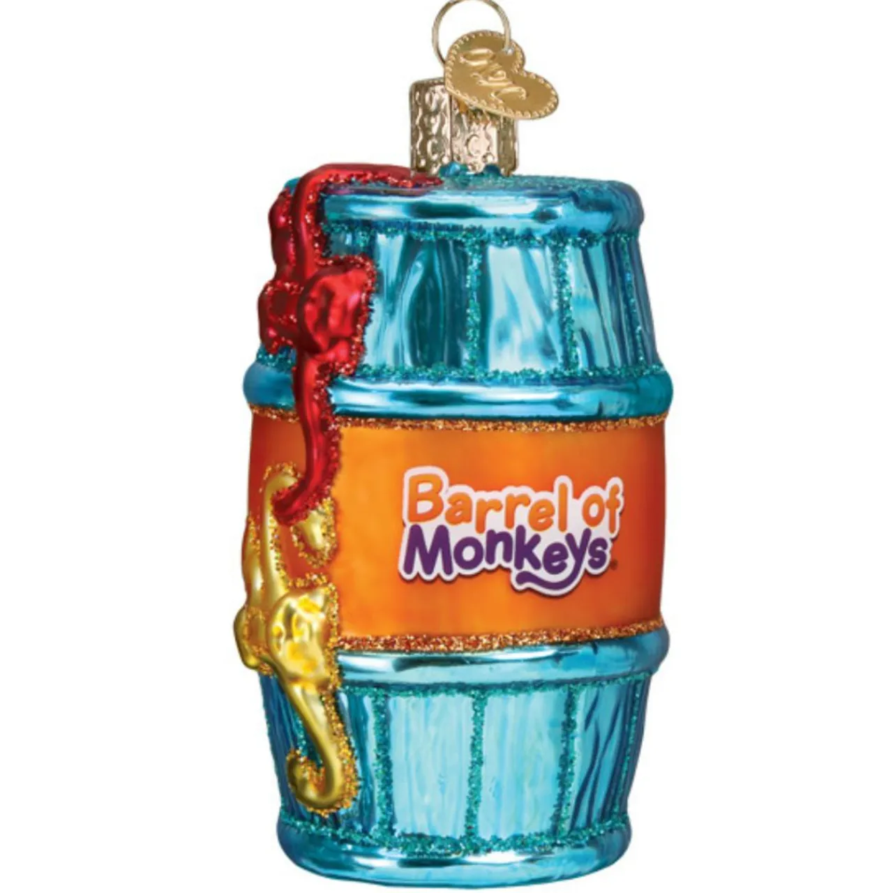 3.5" Barrel of Monkeys Ornament<Old World Glass New