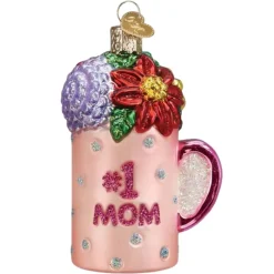 4" Best Mom Mug Ornament<Old World Glass Outlet