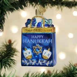 3.75" Happy Hanukkah Ornament<Old World Glass Clearance