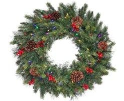 30" LED Forrest Berry Fir Wreath< Sale