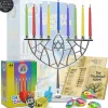 9" Menorah, Candles, Dreidel, Play Coins Hannukah Set Chrome< New