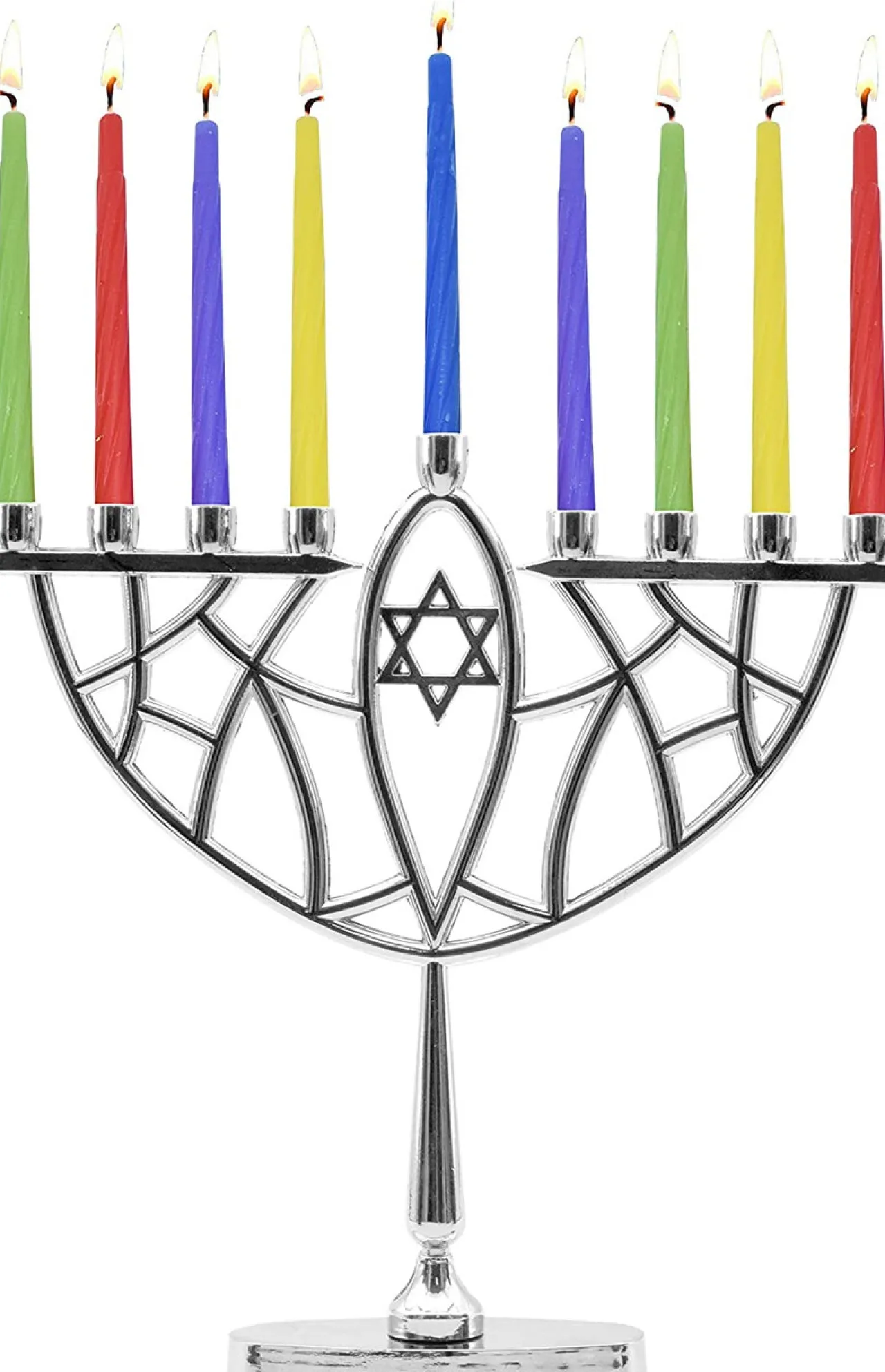 9" Menorah, Candles, Dreidel, Play Coins Hannukah Set Chrome< New