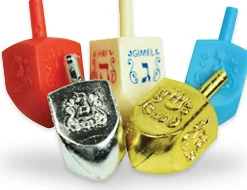 9" Menorah, Candles, Dreidel, Play Coins Hannukah Set Chrome< New