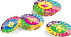 9" Menorah, Candles, Dreidel, Play Coins Hannukah Set Chrome< New