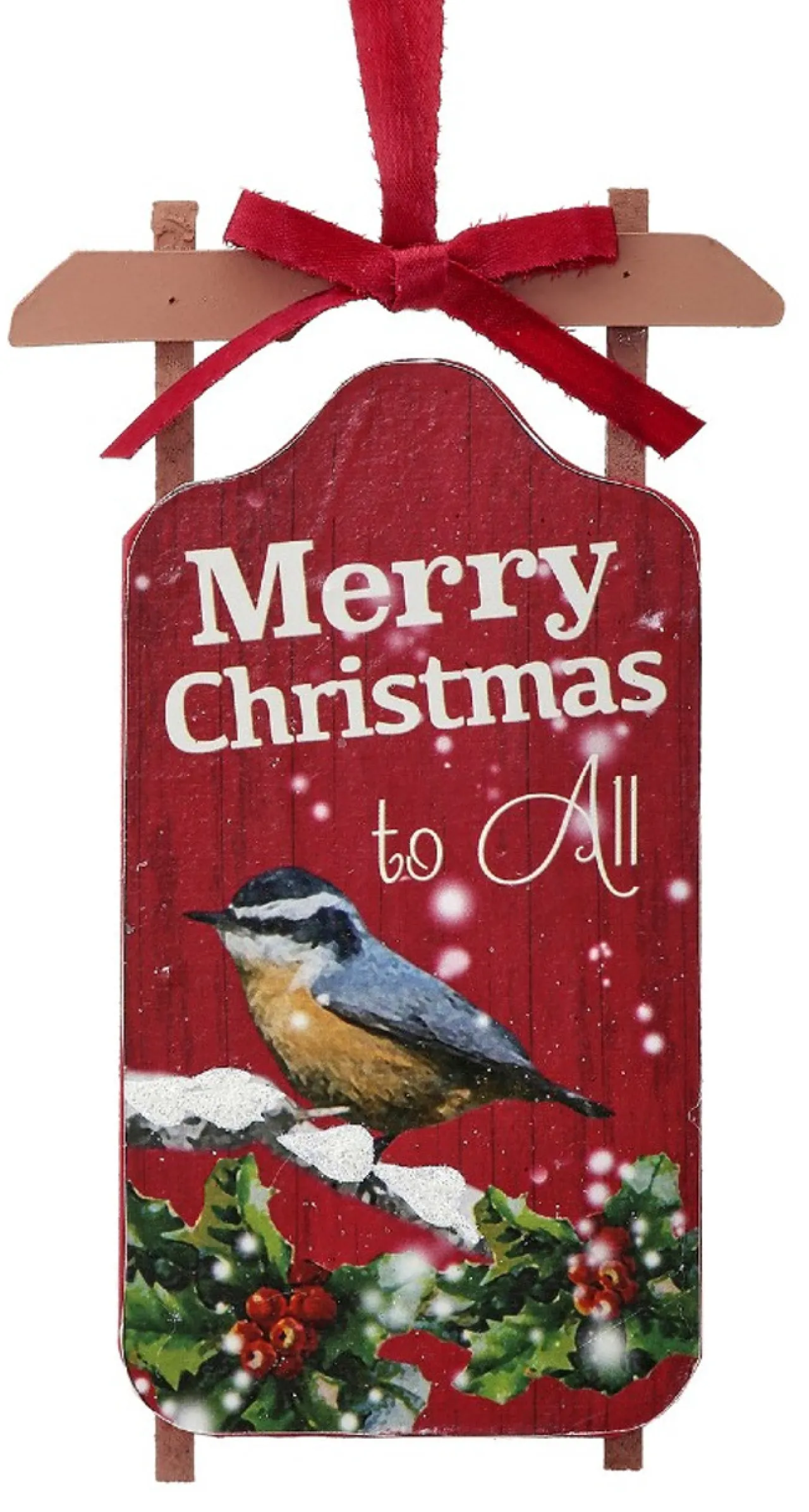 6.6" Merry Christmas Red Sled Ornament< Best