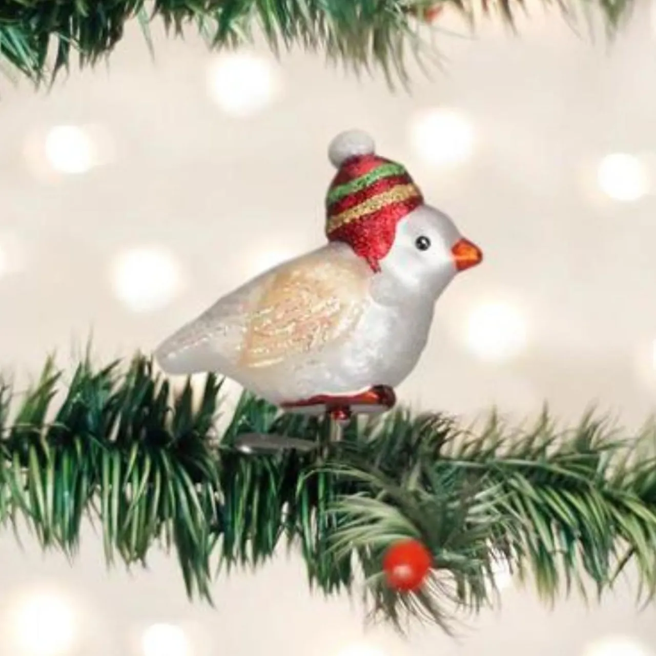 3" Red Hat Snowbird Ornament<Old World Glass Sale