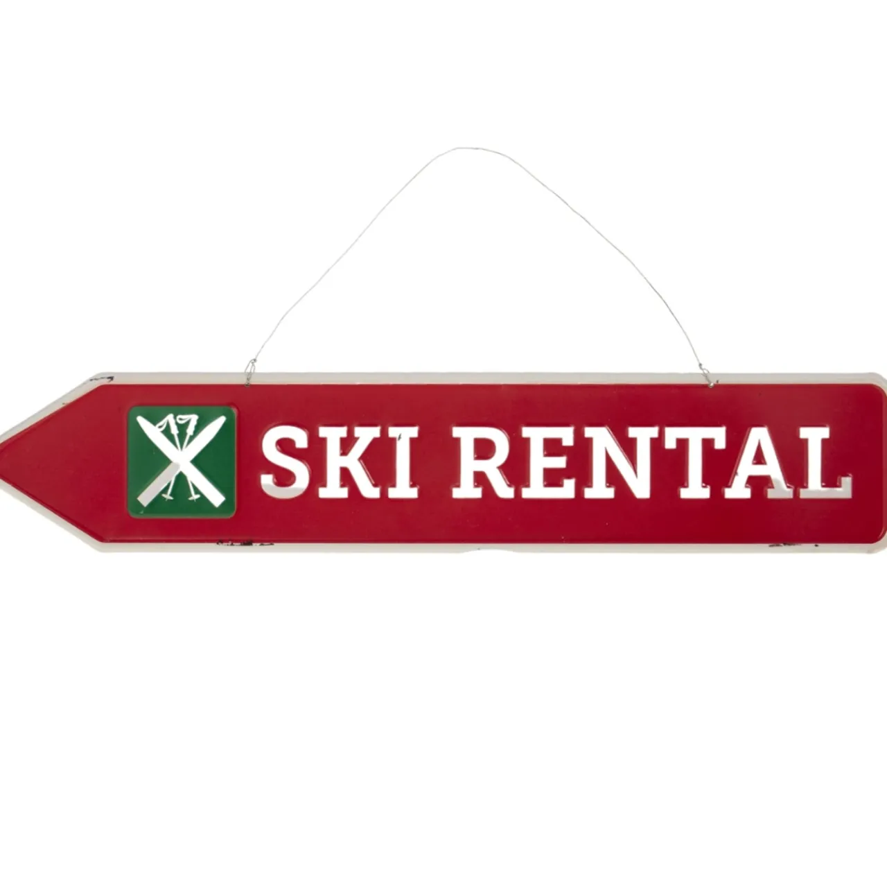 16" Red Ski Ornament< Clearance