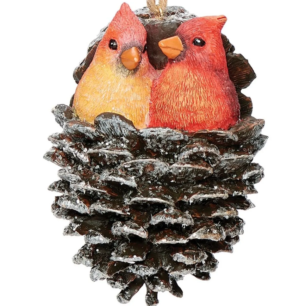 3.2" Roman Cardinals In a Pinecone Staring At Each Other Ornament< Discount