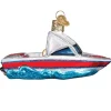 4.25" Ski Boat Glass Blown Ornament<Old World Glass Fashion