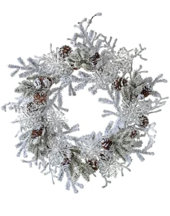 24" Snowy Pinecone Wreath< New