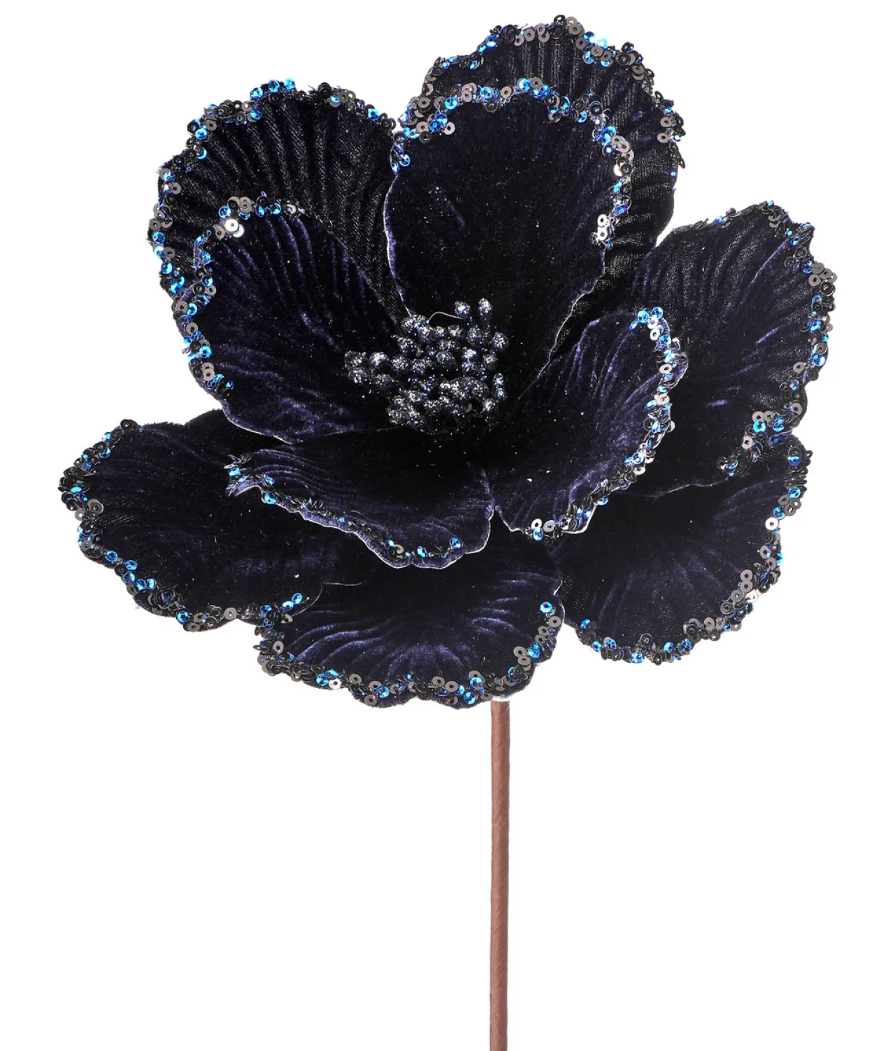 24" Velvet Midblue Magnolia Stem< New