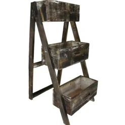 19.5" Wood Drawer Box Ladder Planter< Discount