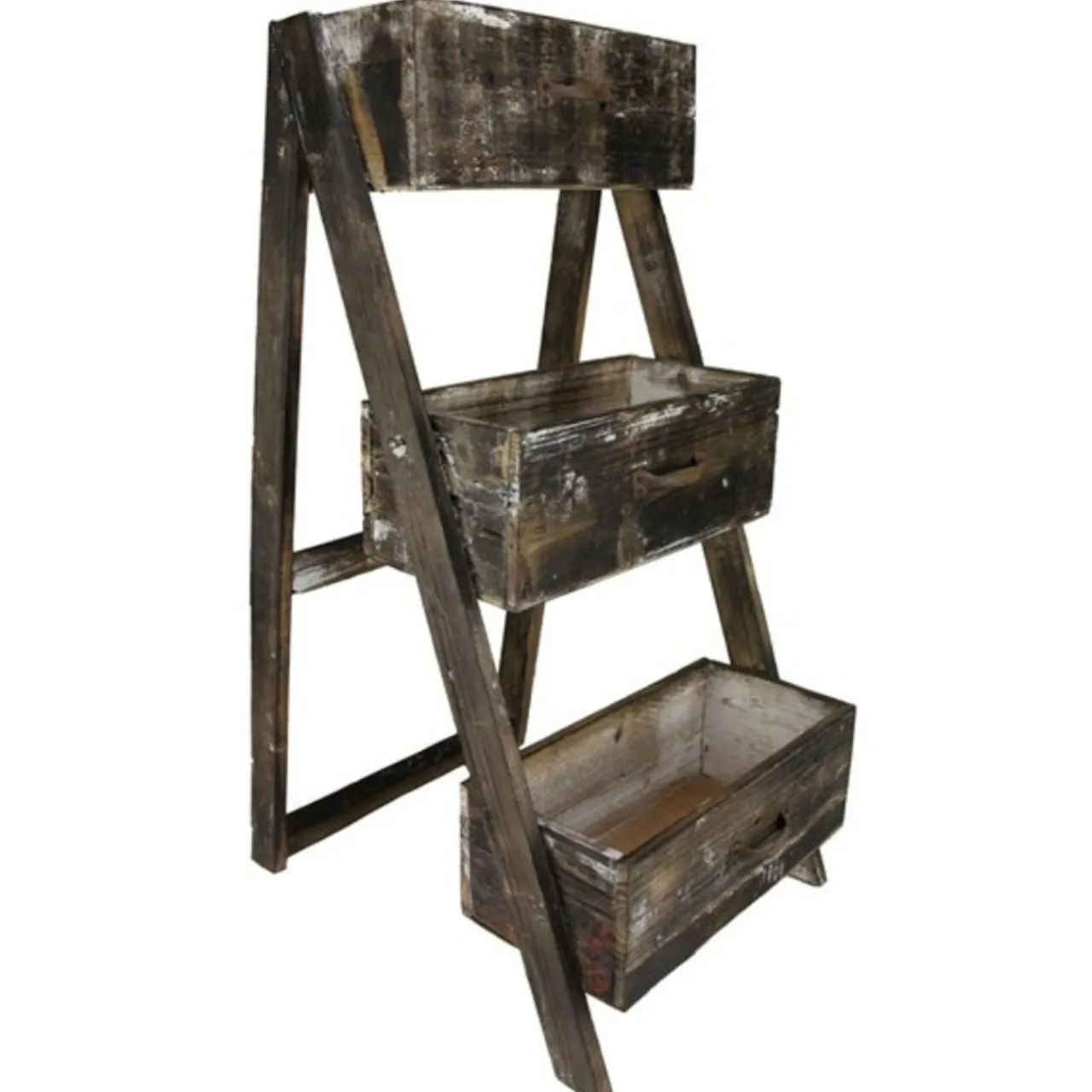19.5" Wood Drawer Box Ladder Planter< Discount