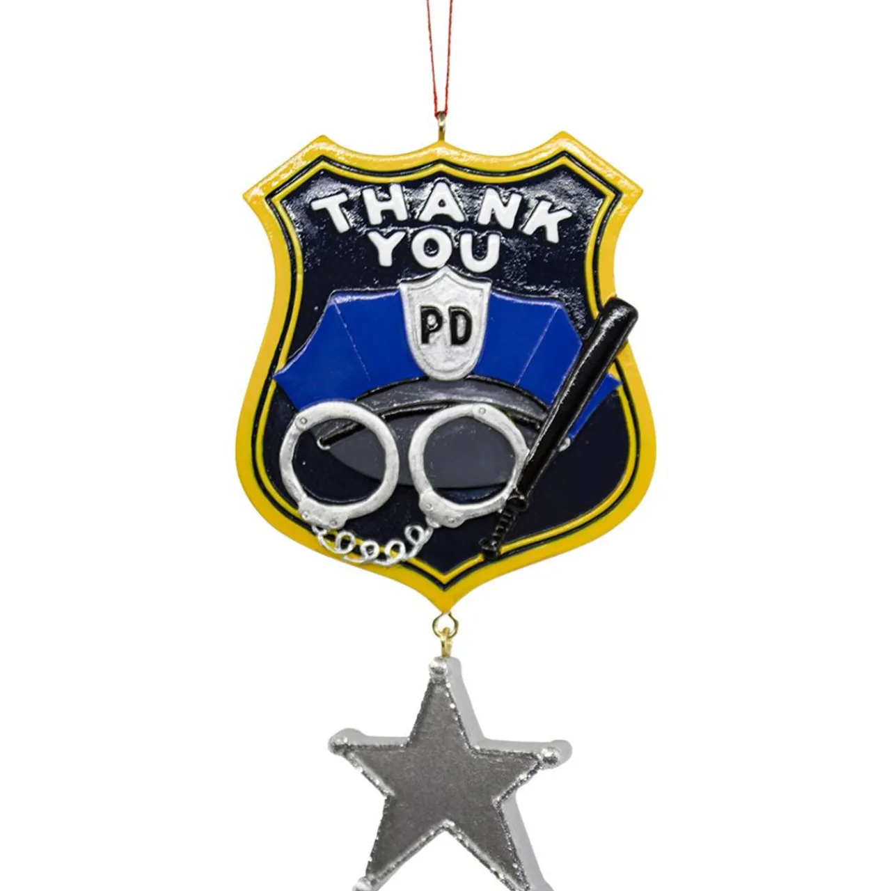 "Thank You" Police Ornament For Personalization<Kurt Adler Sale
