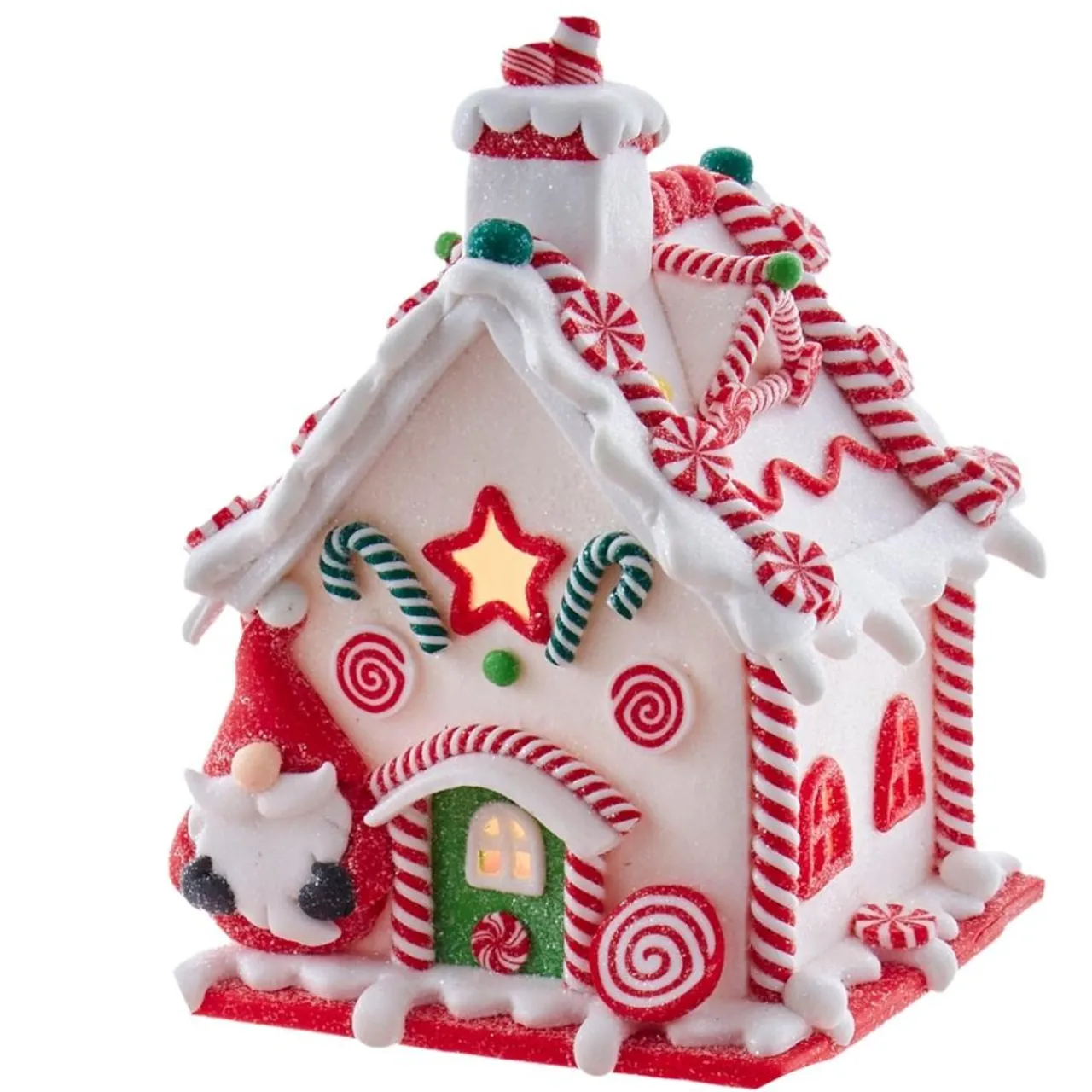 Battery Operated White LED Gingerbread House Table Piece<Kurt Adler New