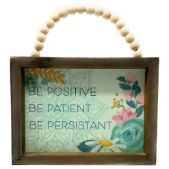 Be Positive Inspirational Beaded Wood Sign< New