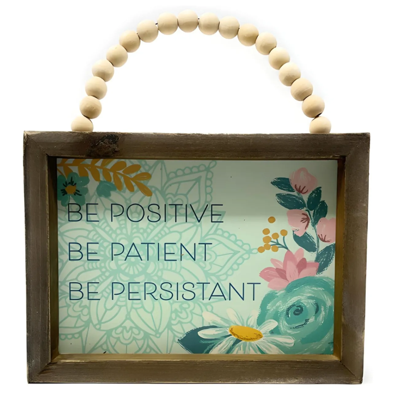 Be Positive Inspirational Beaded Wood Sign< New