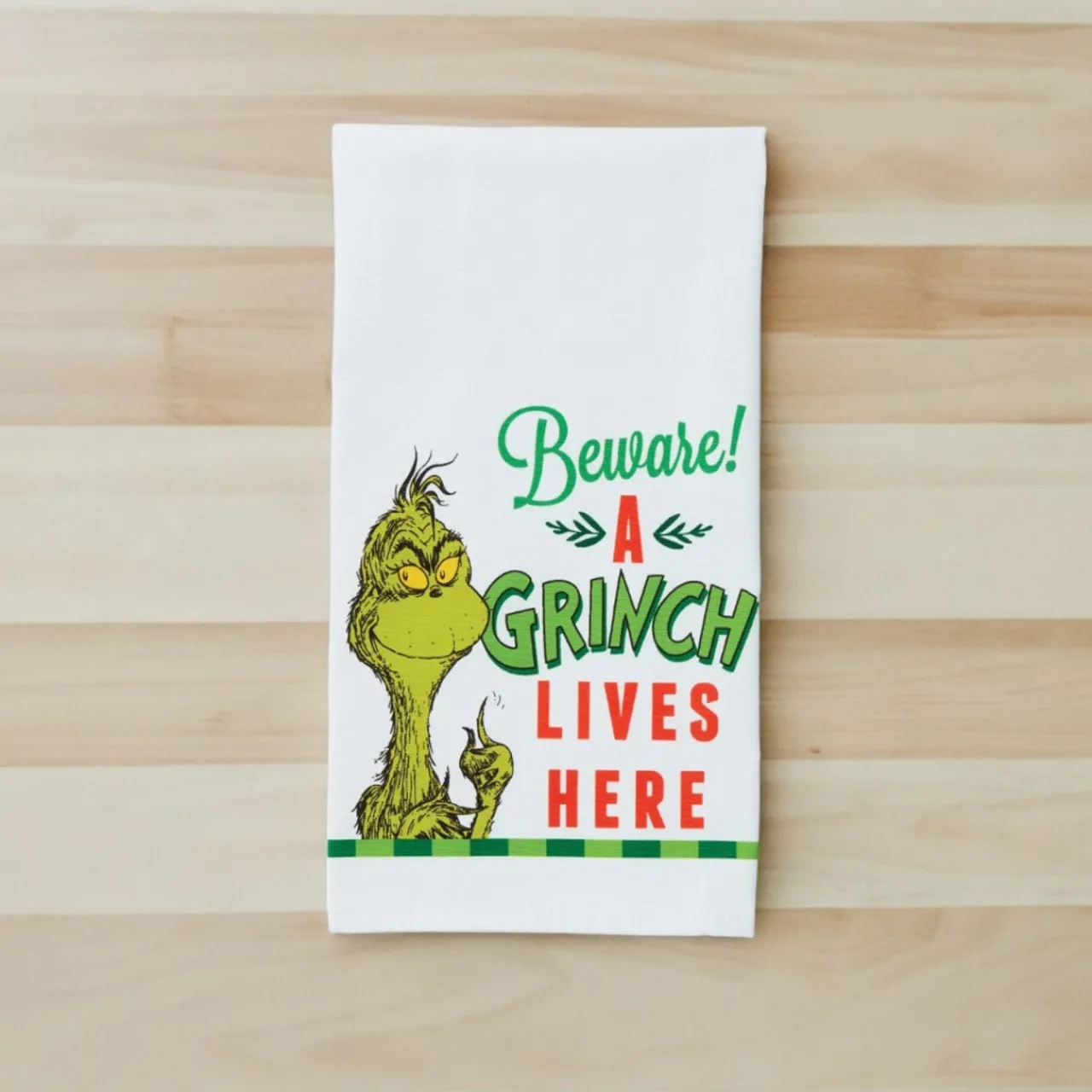 Beware Grinch Tea Towel< Sale