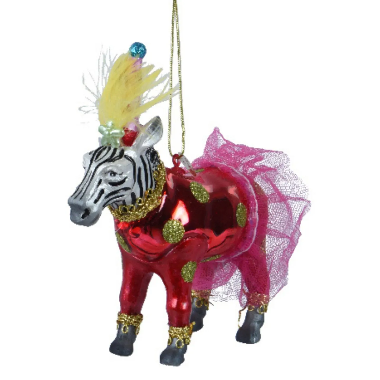 Blown Glass Circus Zebra Ornament< Hot