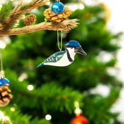 Blue Jay Wood Bird Ornament< Fashion