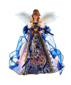 Blue With Gold Trim Angel Treetop<Kurt Adler Clearance