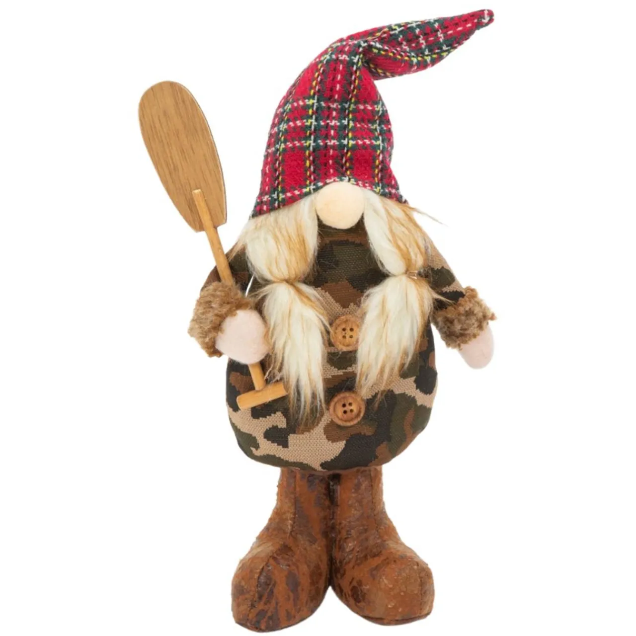 Camouflage Gnome Wearing A Plaid Hat< Clearance