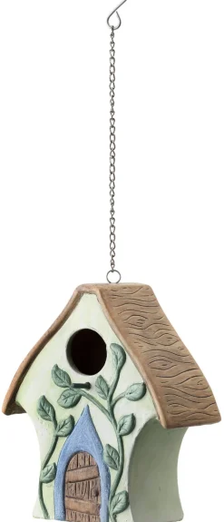 Ceramic &amp; Metal Hanging Birdhouse with Vine< Hot