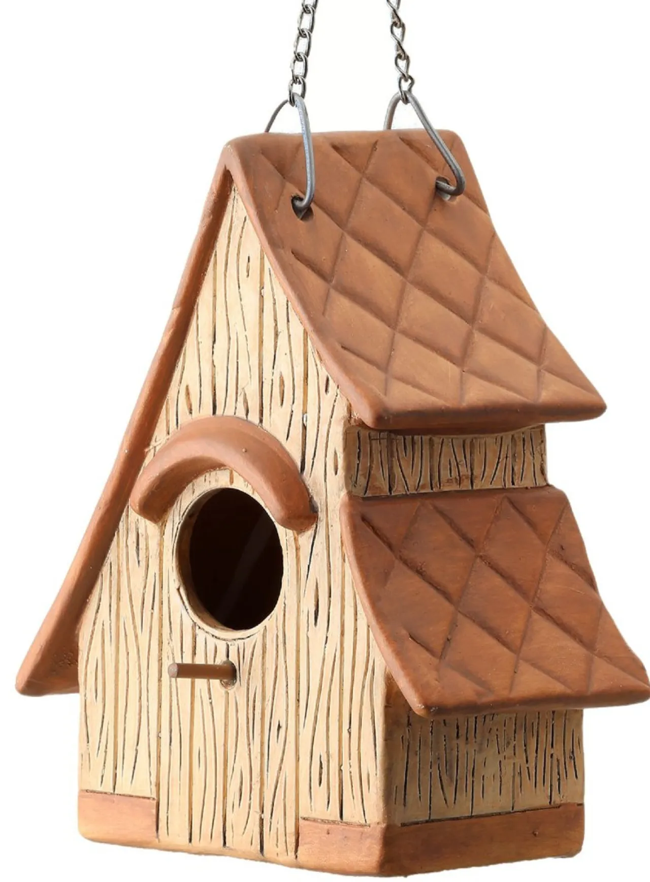Ceramic & Metal Hanging Birdhouse Brown< Fashion