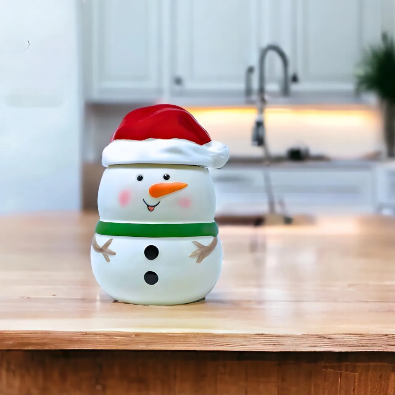 Cheerful Snowman Dolomite Cookie Jar< Fashion