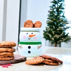 Cheerful Snowman Dolomite Cookie Jar< Fashion
