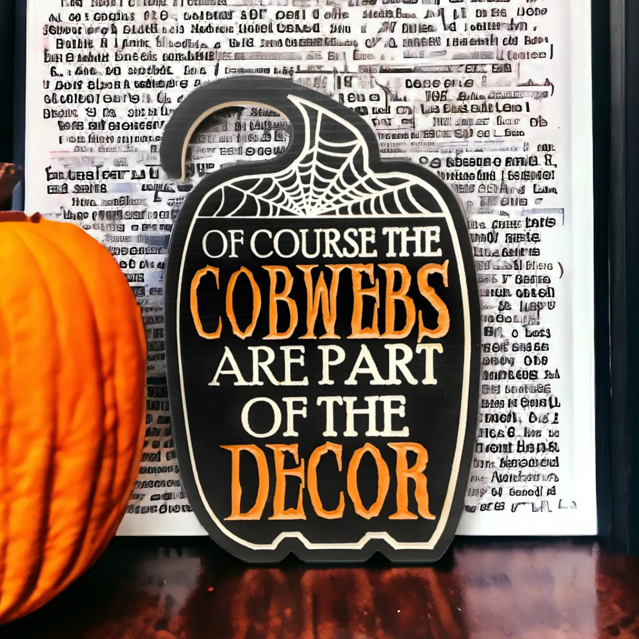 Cobwebs Engraved Wood Easel Sign< Discount