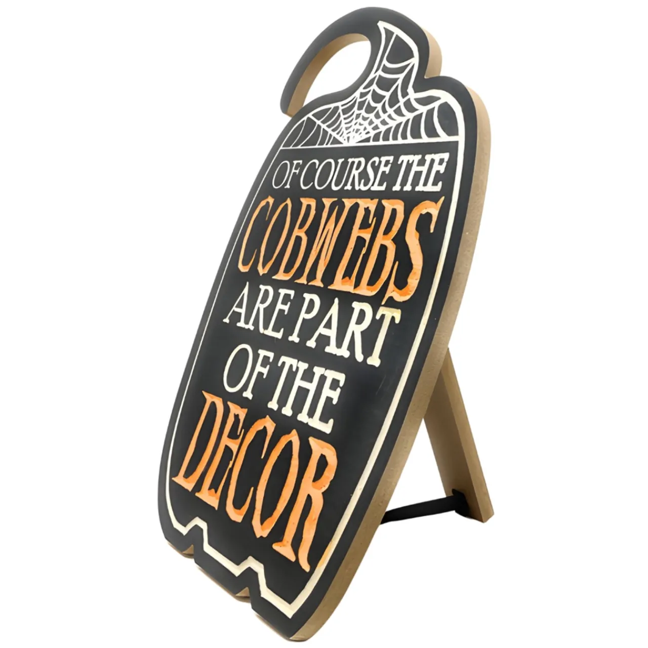Cobwebs Engraved Wood Easel Sign< Discount