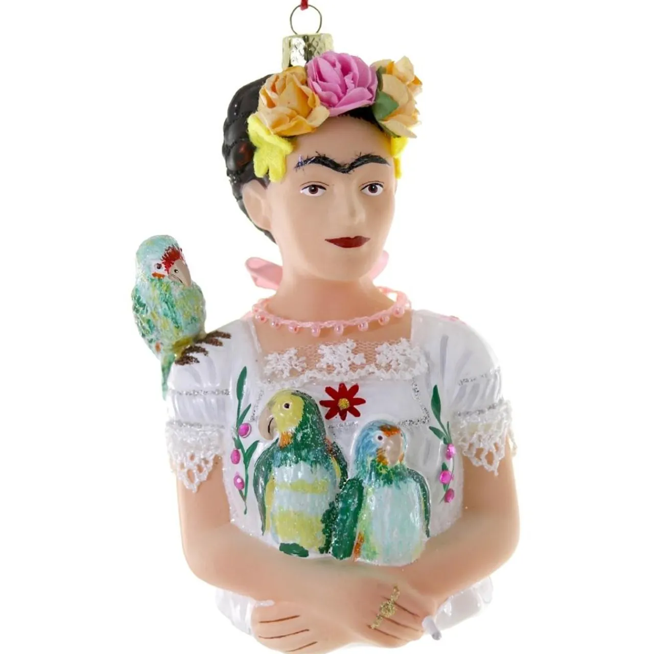 Cody Foster & Co - Frida Khalo With Parrots Blown Glass Ornament< Clearance