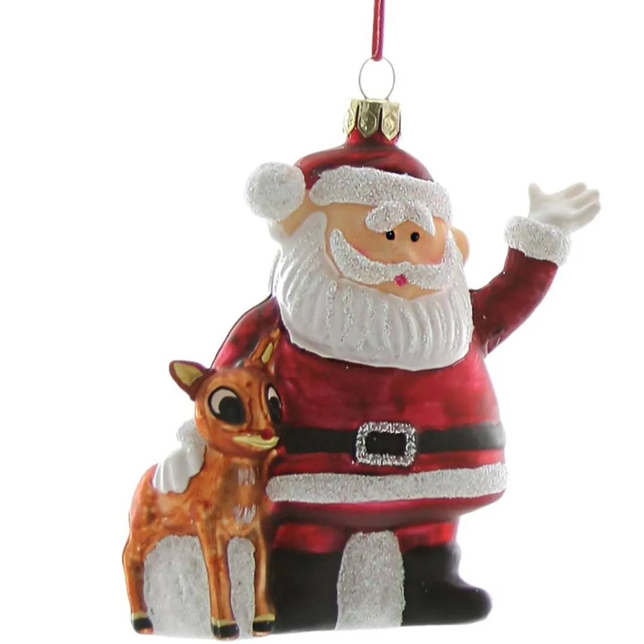 Cody Foster & Co - Retro Santa & Rudolph Blown Glass Ornament< Clearance