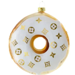 Cody Foster &amp; Co - White Fashion House Donut Blown Glass Ornament< Clearance