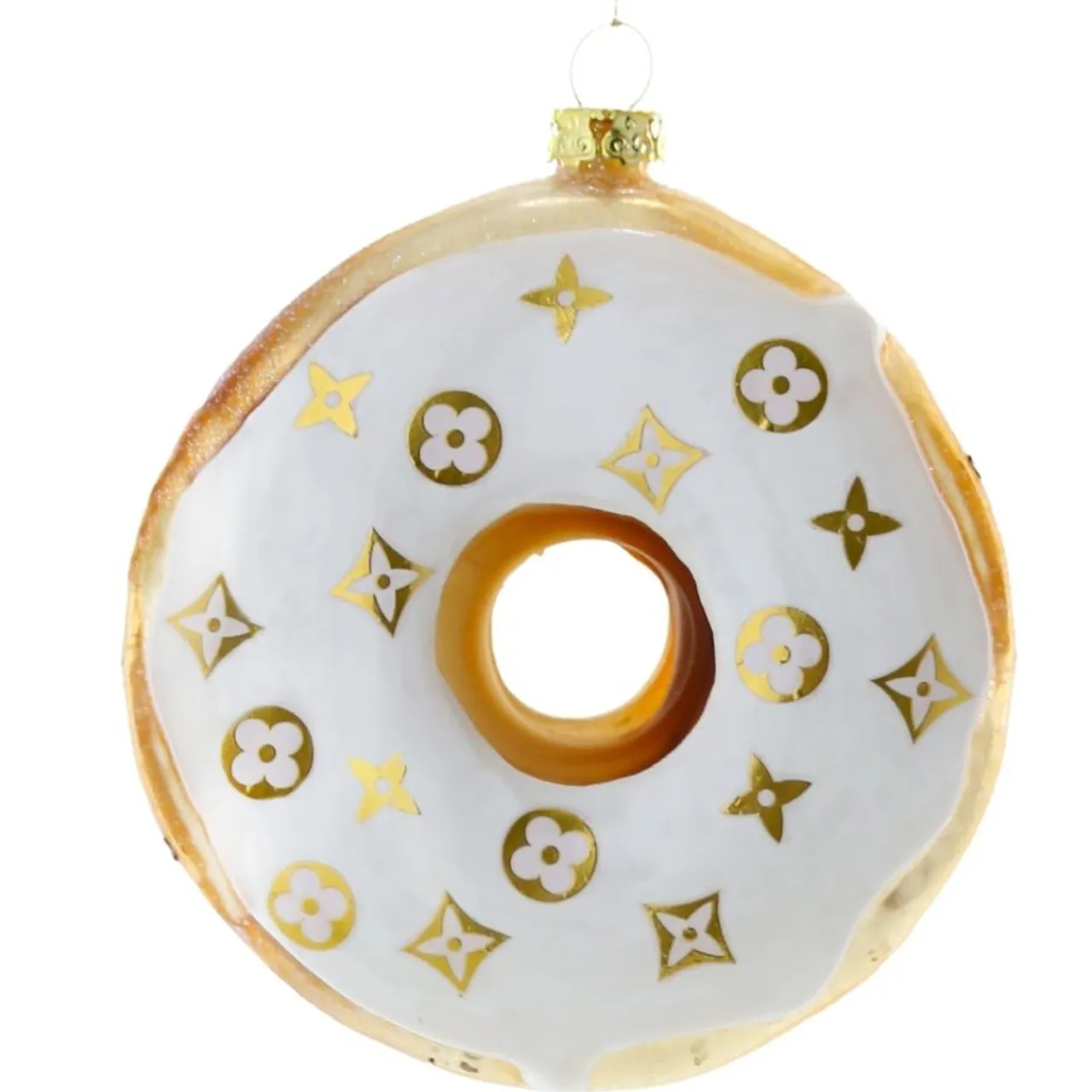 Cody Foster & Co - White Fashion House Donut Blown Glass Ornament< Clearance
