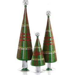 Cody Foster Glitter Plaid Tree - Green Set of 3<Cody Foster & Co. Hot