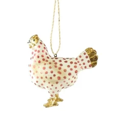 Cody Foster Paper Mache White Merriment Hen Ornament< New