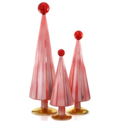 Cody Foster Pink Red Pleated Glass Trees Set<Cody Foster & Co. Clearance