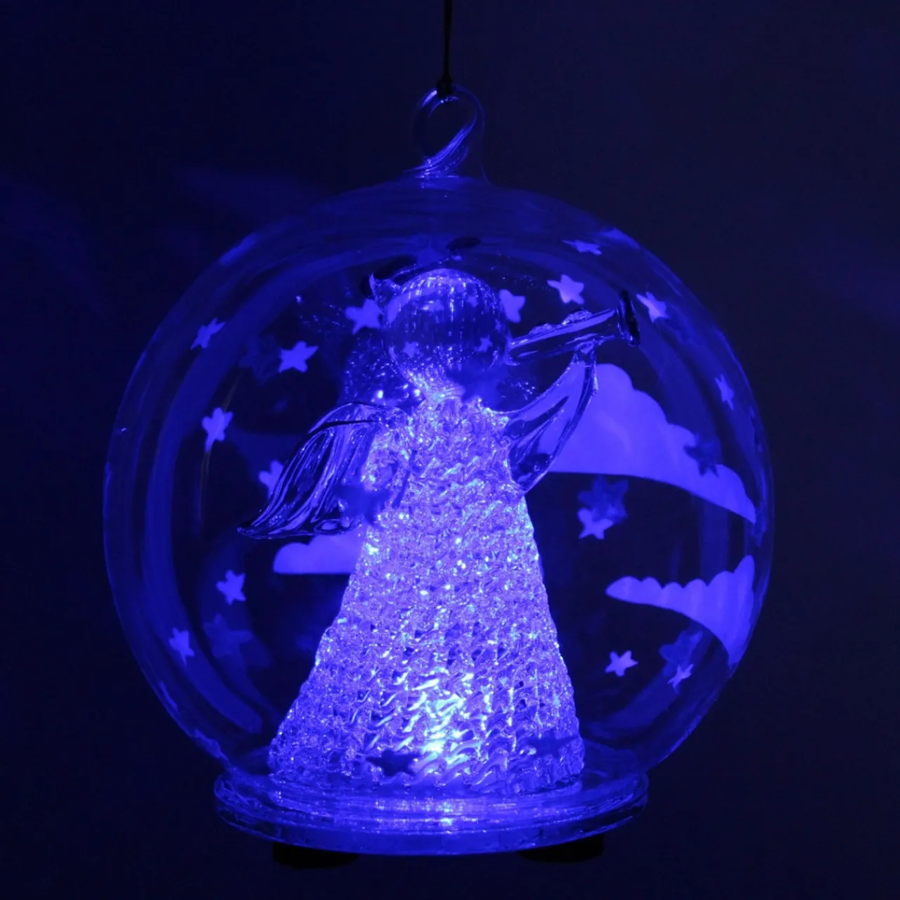 Color Changing LED Angel Blowing Horn Glass Globe< Fashion