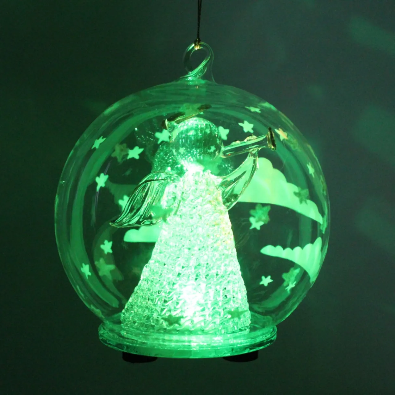 Color Changing LED Angel Blowing Horn Glass Globe< Fashion