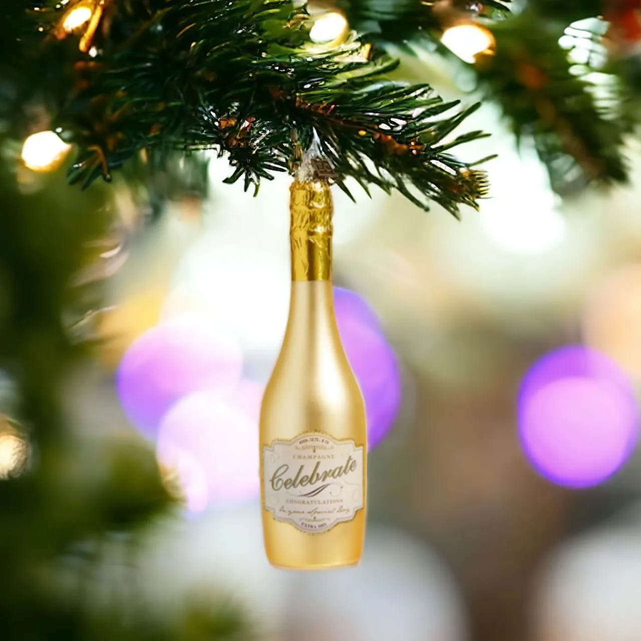 Congratulations Gold Champagne Bottle Ornament< Sale