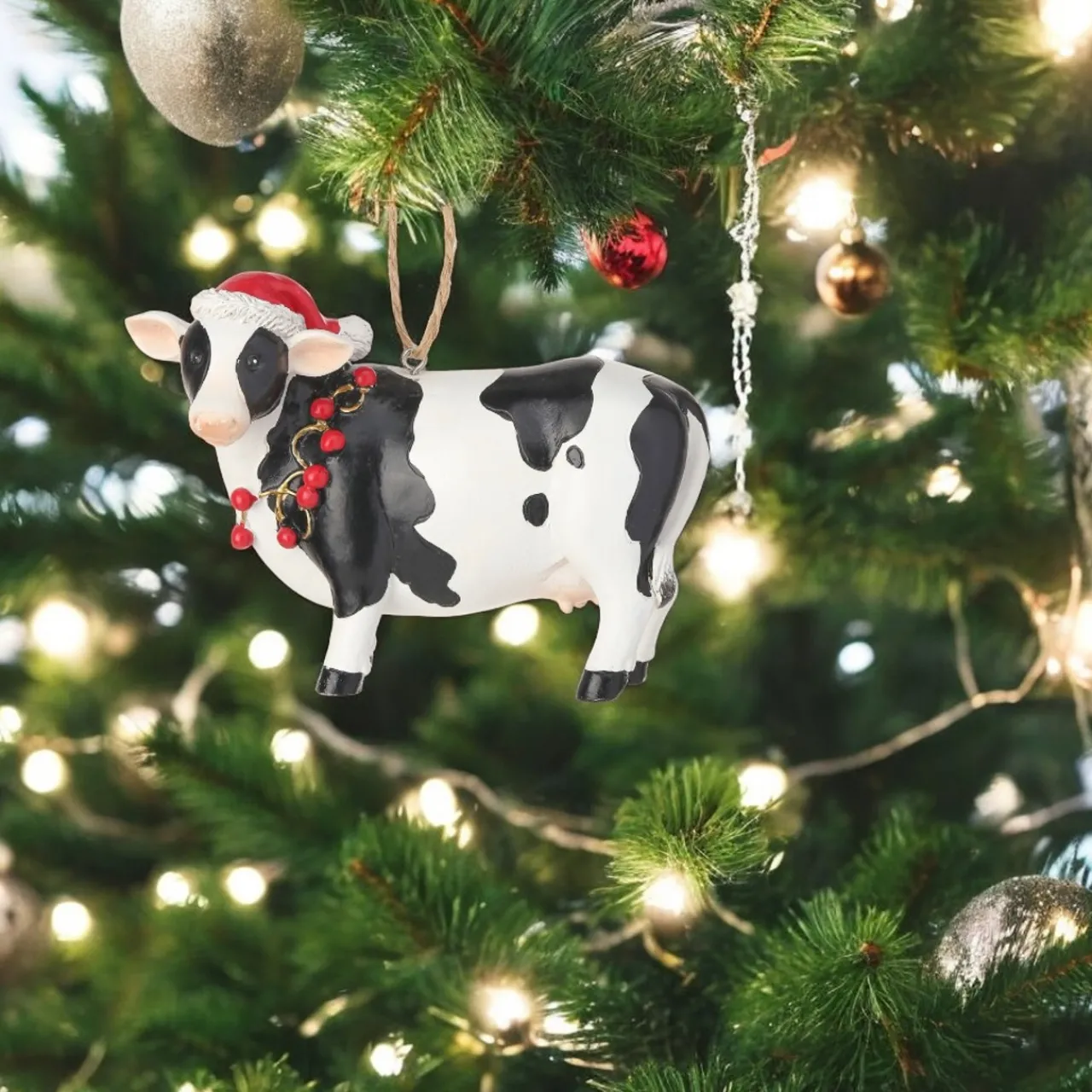 Cow With Santa Hat Ornament< Online