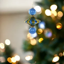 Dark Blue Merry & Bright Spindle Ornament<Cody Foster & Co. Hot