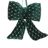 Dark Green and Gold Velvet Polyester Bow< New