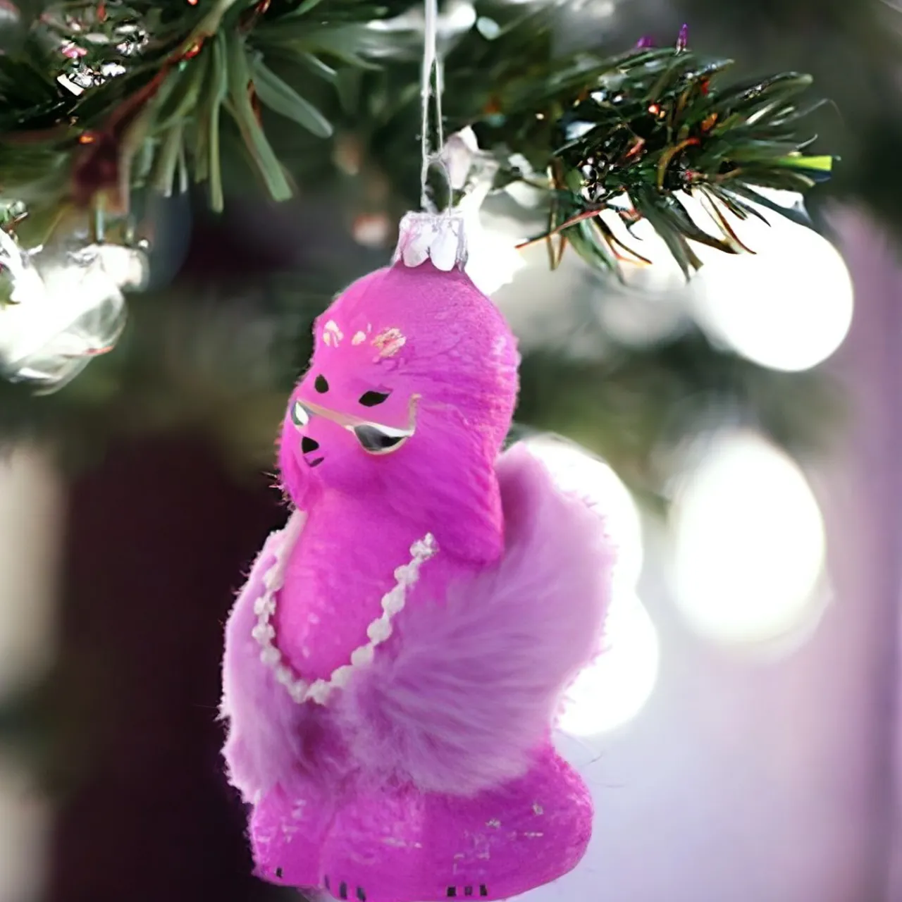 Dark Pink Glam Poodle Ornament With Fluffy Boa<Cody Foster & Co. Best