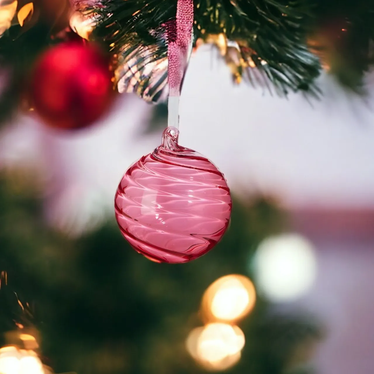 Dark Pink Glass Ball Ornament< Outlet