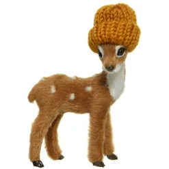 Deer Wearing Orange Knit Hat Ornament - The Christmas Loft< New