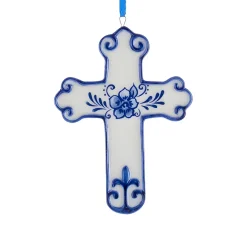 Delft Blue Cross Ornament<Kurt Adler Discount